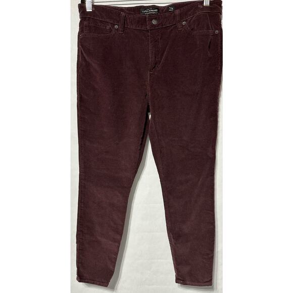 Lucky Brand Ava Skinny Maroon/Plum Micro Corduroy Pants Size 33/16 - Picture 1 of 7